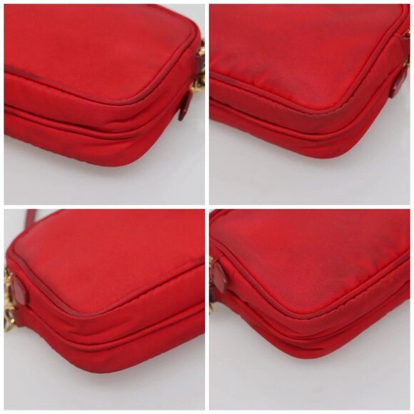 PRADA Shoulder Bag Nylon Red Gold Auth 136649 - Picture 15 of 16